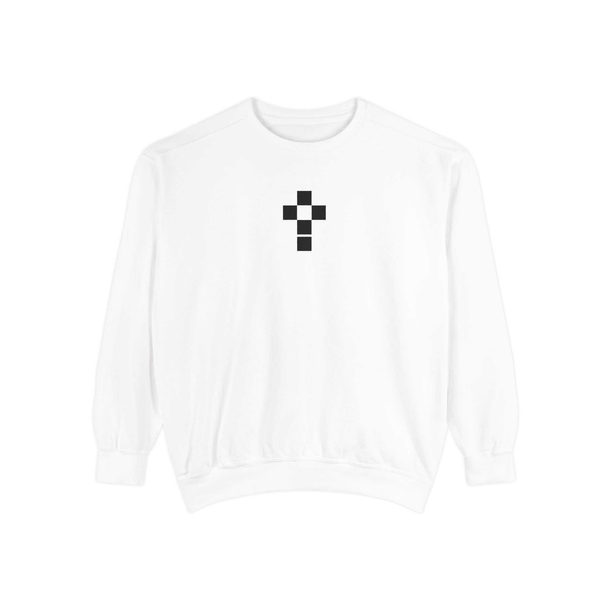 Romaneum Checkerboard Cross Sweatshirt | Minimal Religious Crewneck