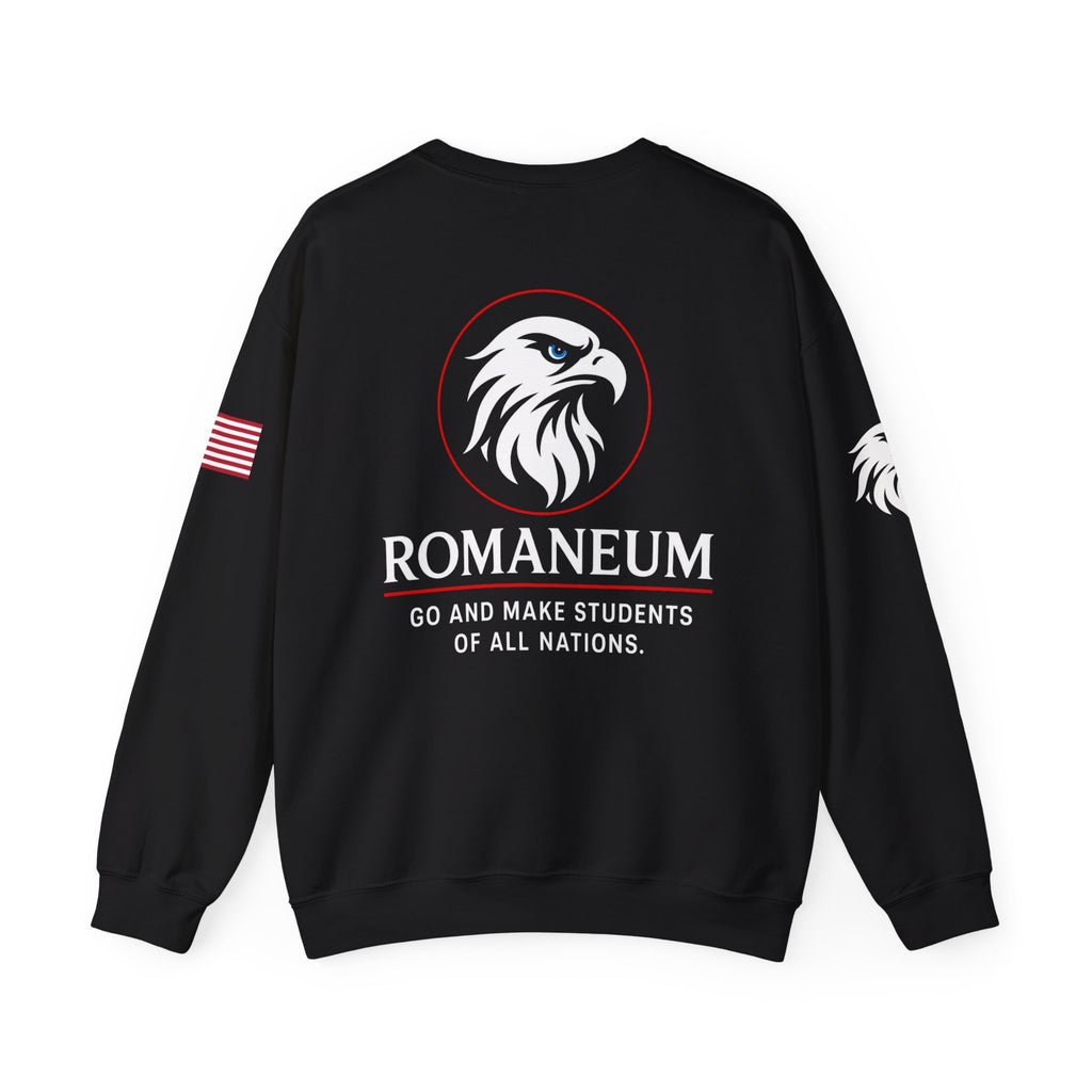 Romaneum eagle crest Crewneck sweatshirt | Romaneum logo, American flag sleeve