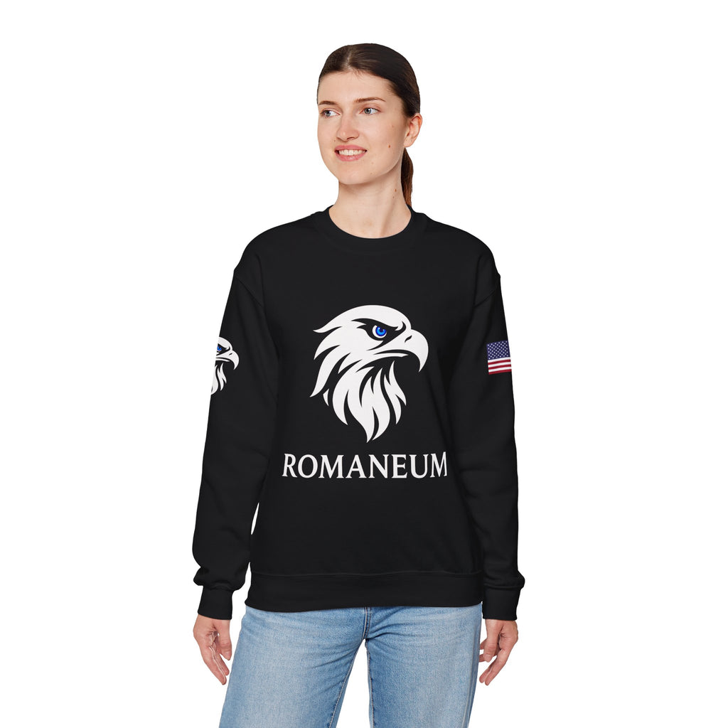 Romaneum eagle crest Crewneck sweatshirt | Romaneum logo, American flag sleeve