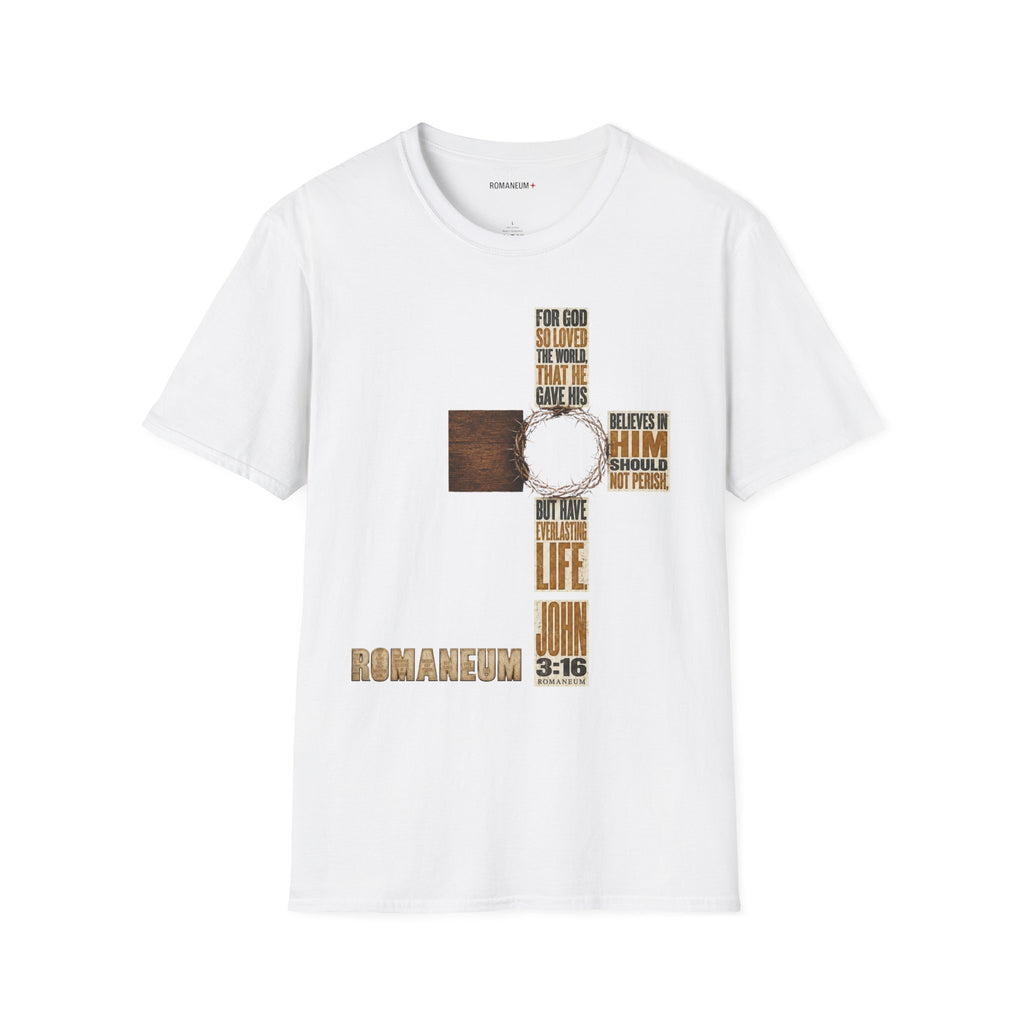 John 3:16 Cross T-Shirt — Faith Tee (For God So Loved)
