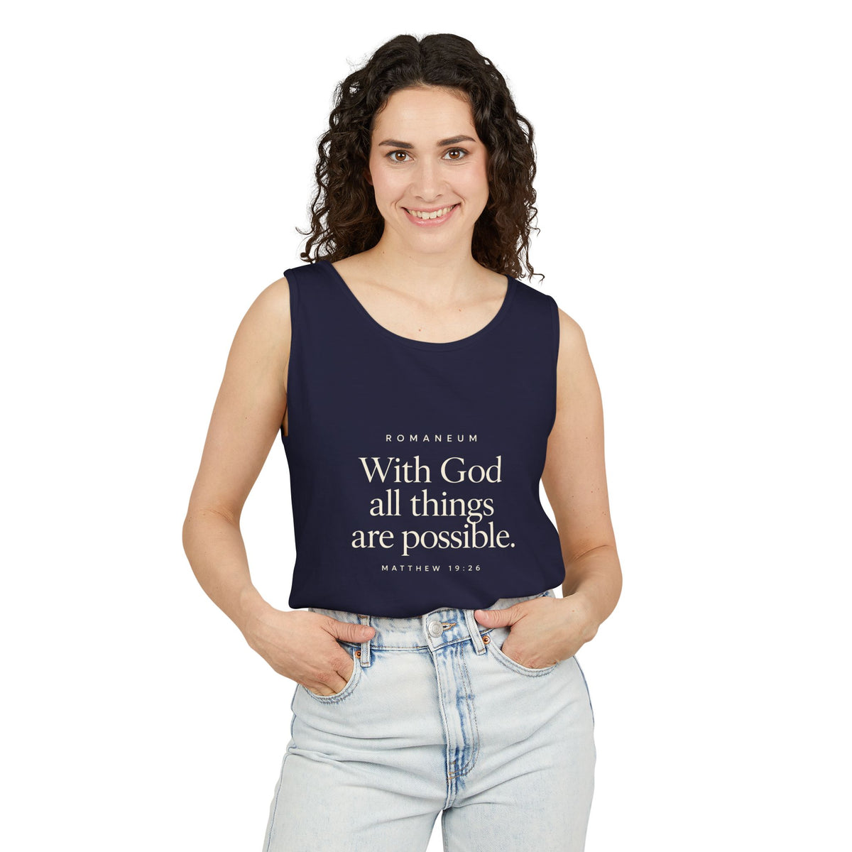 RomaneumTank Top — "With God all things are possible" (Matthew 19:26)