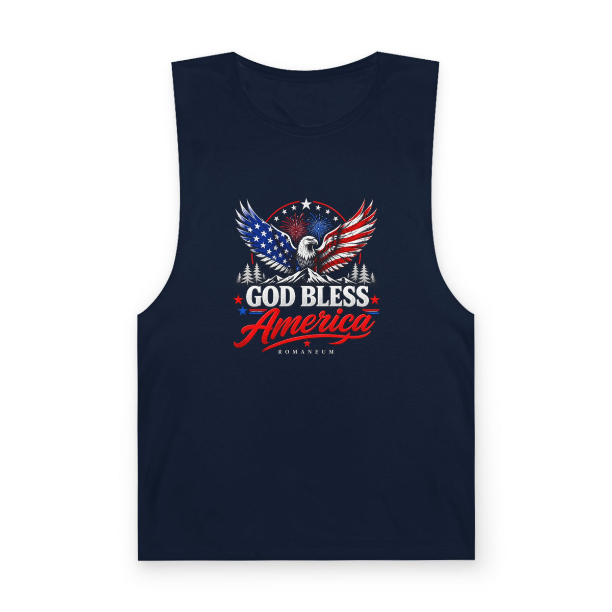 God Bless America Eagle Tank Top — Patriotic Romaneum USA Flag Muscle Tee