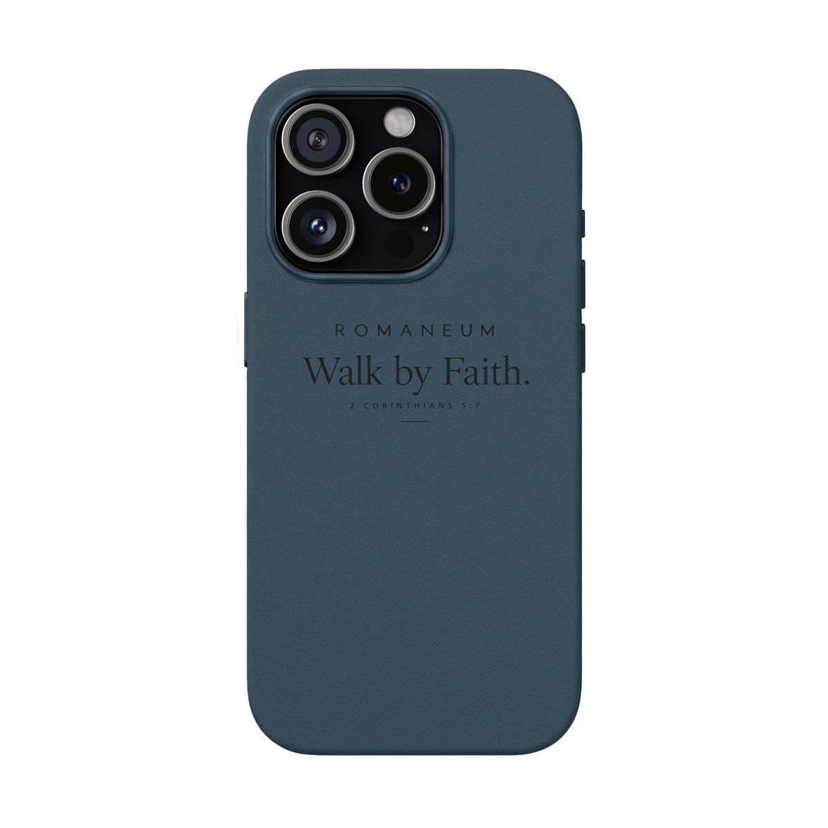 Engraved PU Leather Phone Case — ‘Walk by Faith’