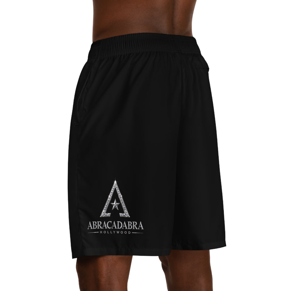 Abracadabra Hollywood Men's Jogger Shorts — Black Logo Athletic Shorts