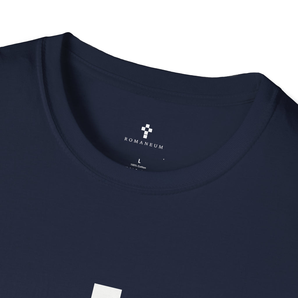 Romaneum Minimal Pixel Cross T-Shirt | Small Black Geometric Cross