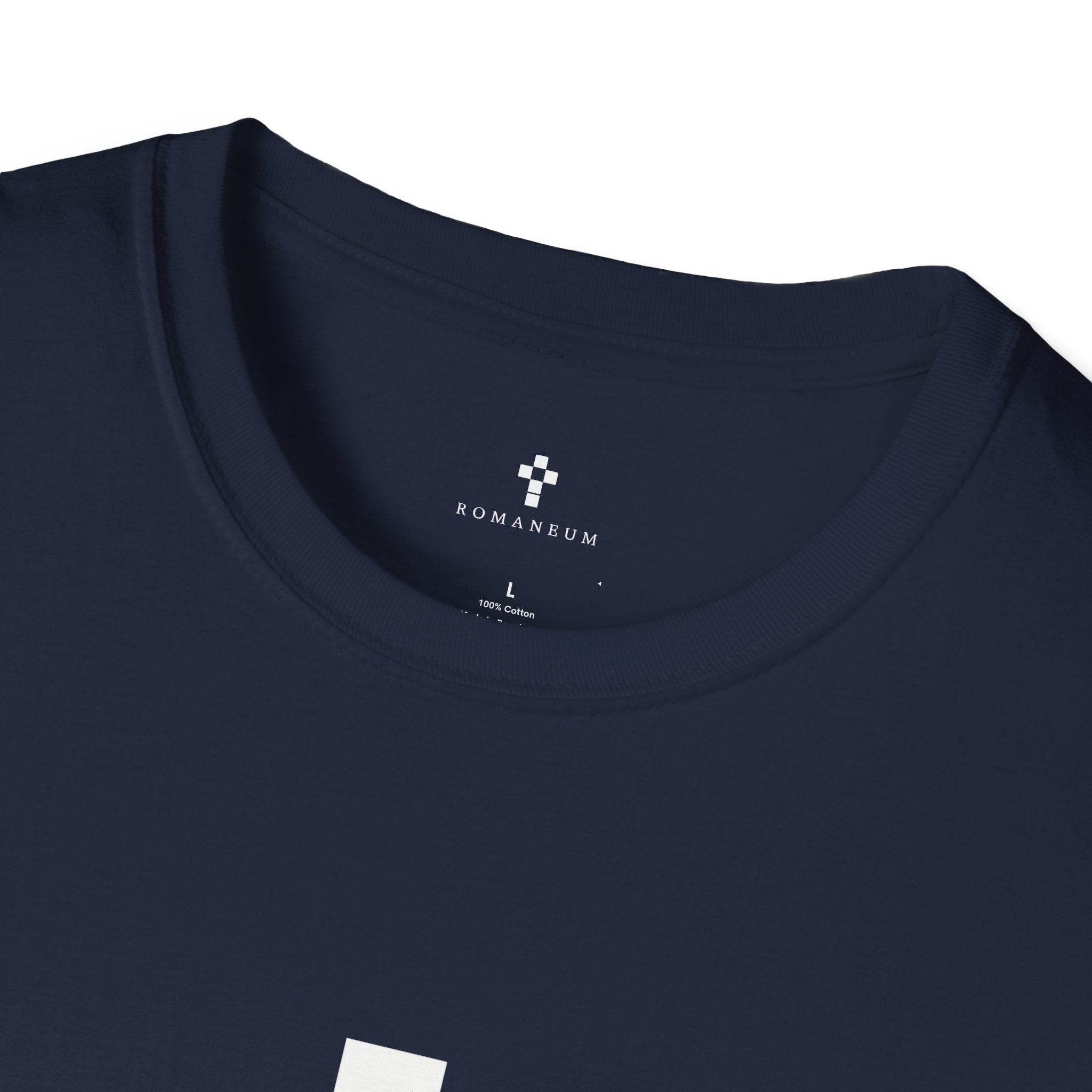 Romaneum Minimal Pixel Cross T-Shirt | Small Black Geometric Cross