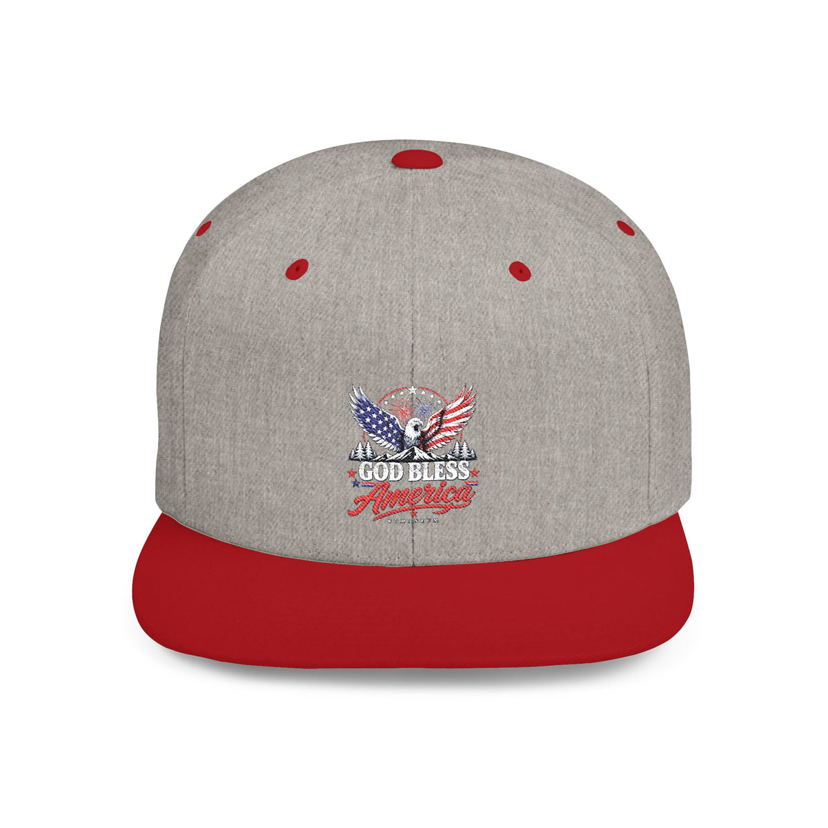 Patriotic Eagle Flat Bill Snapback Hat — America USA Flag Design