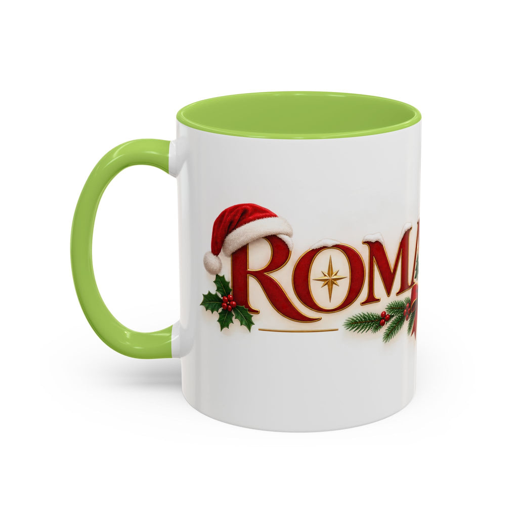 Christmas Accent Coffee Mug - Festive Garland & Bow Holiday Drinkware (11/15oz)