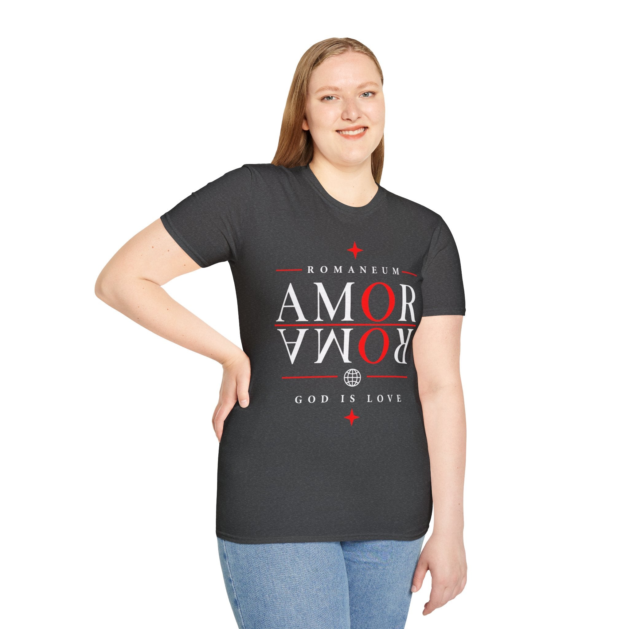 Amor/Roma 'ROMANEUM' Graphic T‑Shirt — 'AMOR' Reflection Design (God Is Love)