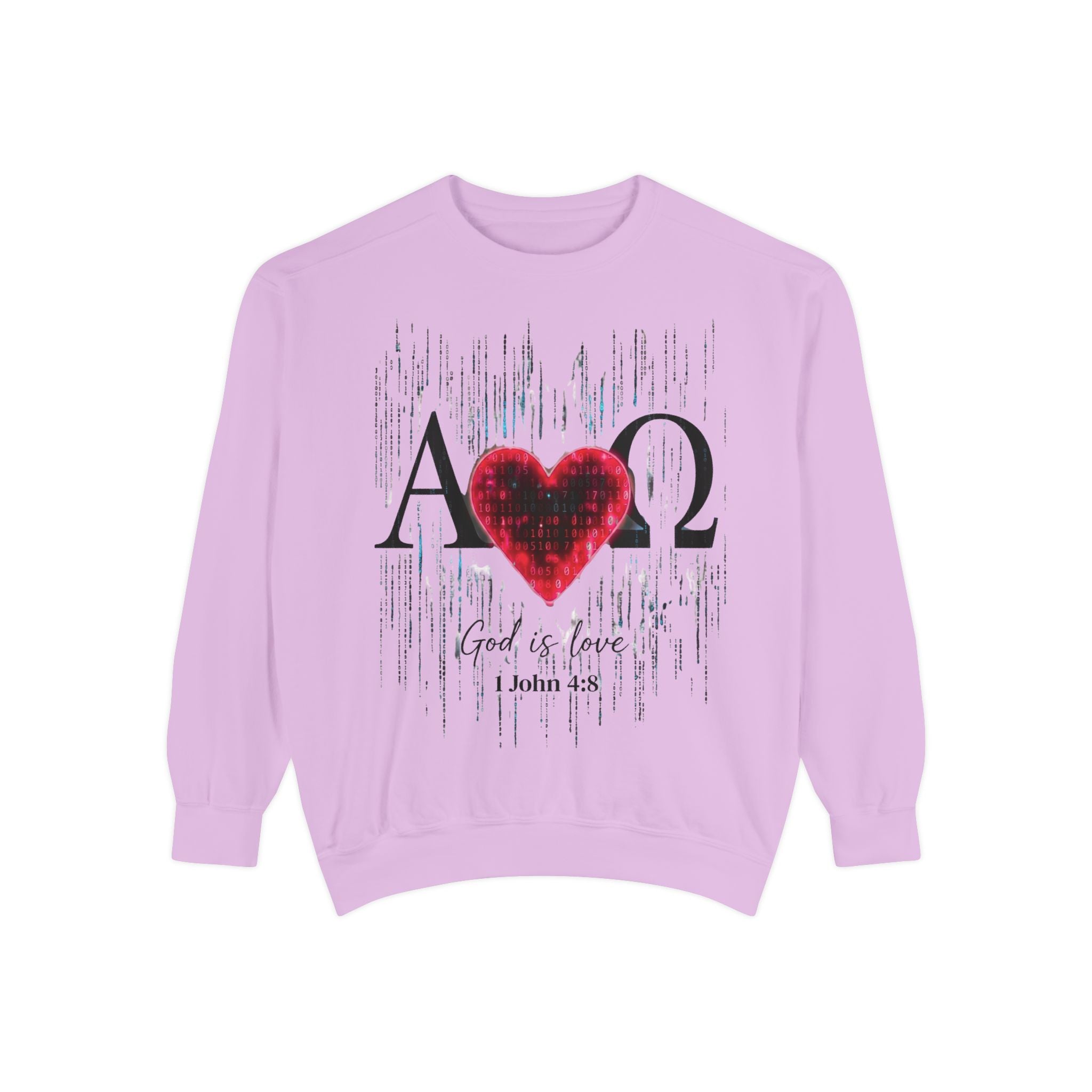 Alpha Omega Heart design sweatshirt | God is Love 1 John 4:8 RomanEum