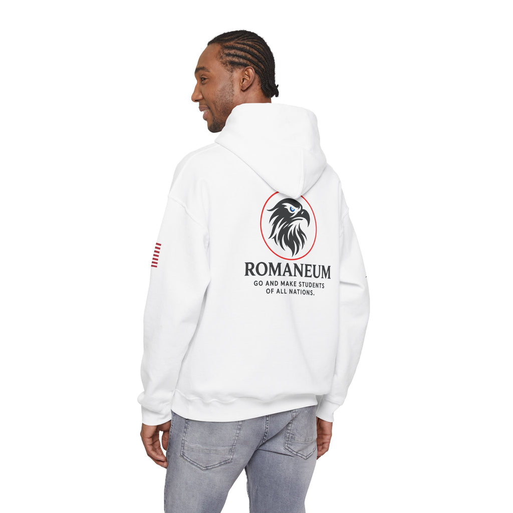 Romaneum Eagle Logo Hoodie | Romaneum School Crest, Patriotic Sleeve Design