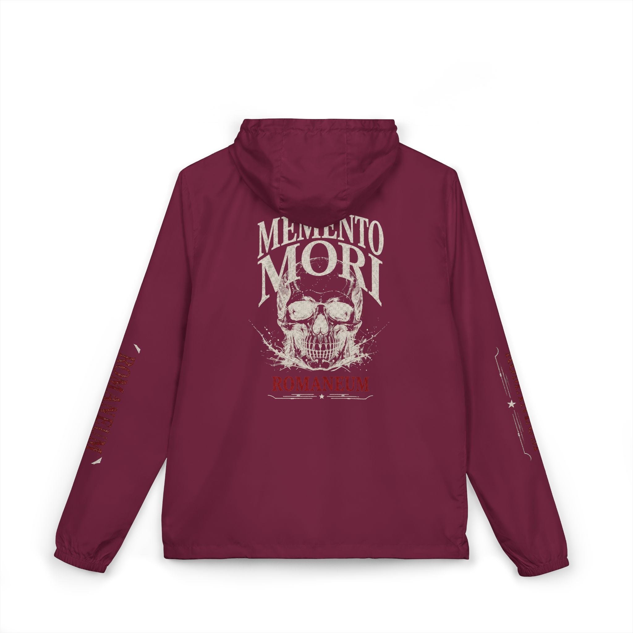 Memento Mori Skull Windbreaker Jacket — Romanum Gothic Hooded Windbreaker