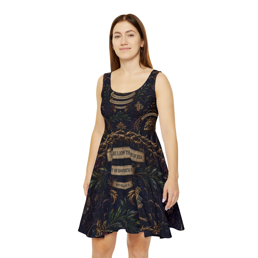 Baroque Floral Skater Dress — Vintage Dark Garden Print