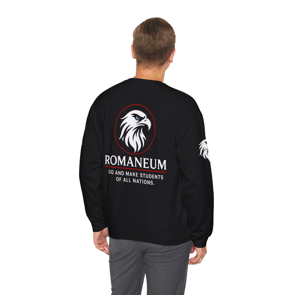 Romaneum eagle crest Crewneck sweatshirt | Romaneum logo, American flag sleeve