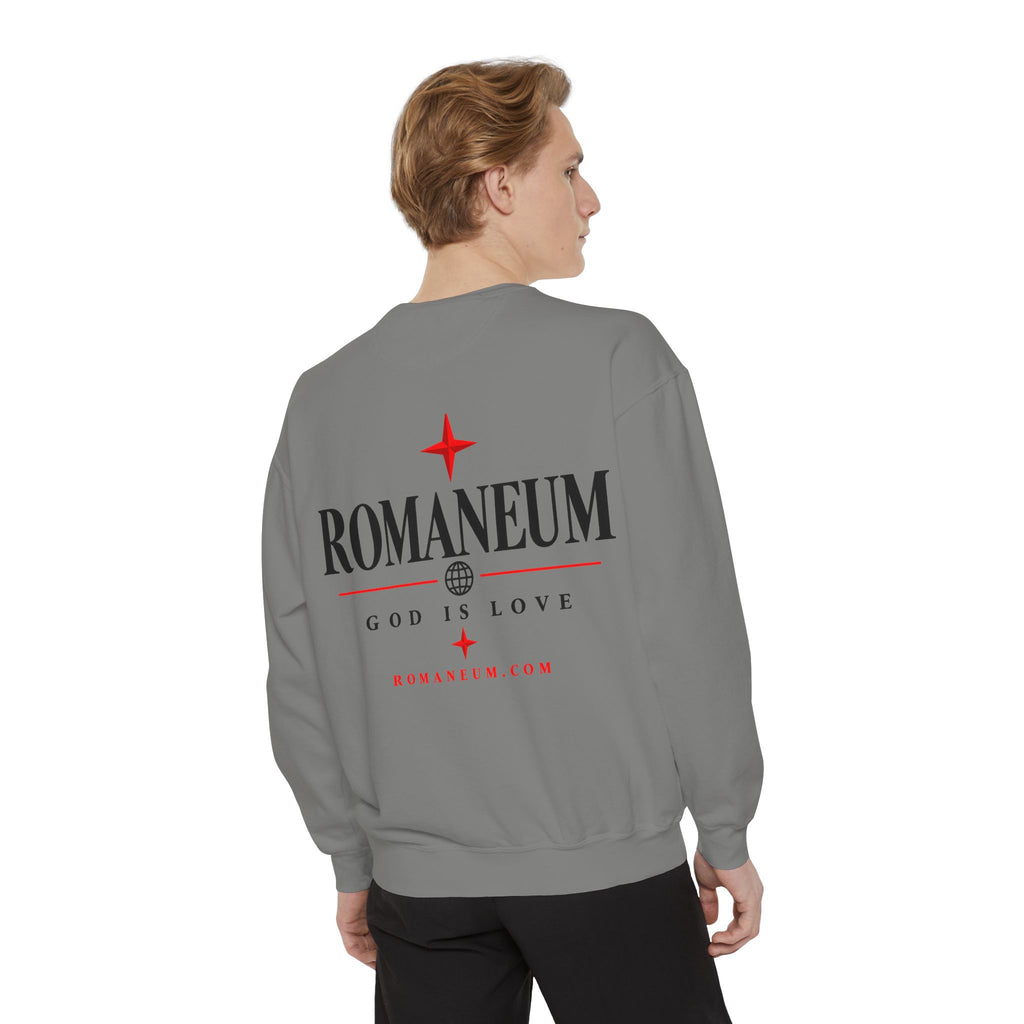 Romaneum Amor Crewneck Sweatshirt — "Amor Roma" Christian Graphic Sweatshirt