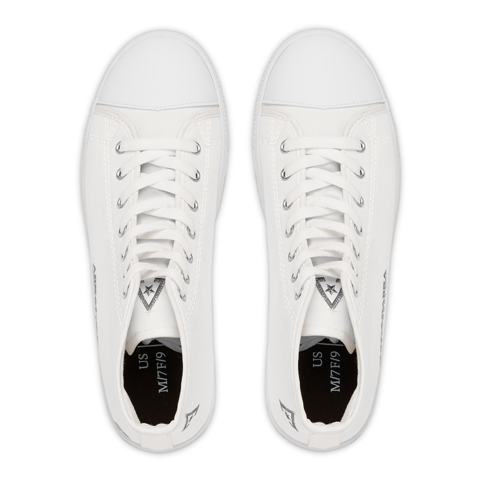 Women's High-Top Sneakers — Minimal White Canvas Shoes with Side Logo