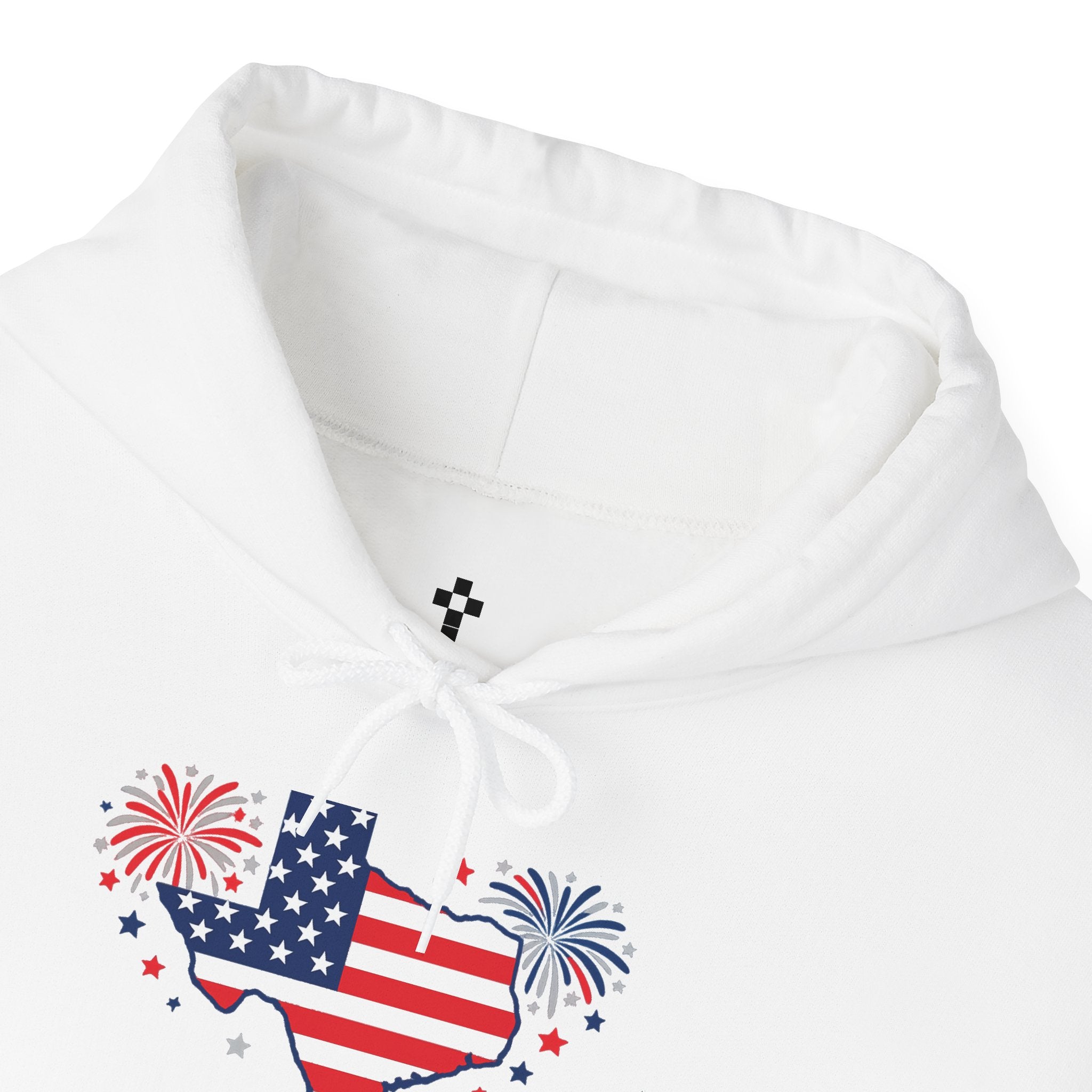Romaneum God Bless America flag map Hoodie | American flag fireworks sleeve