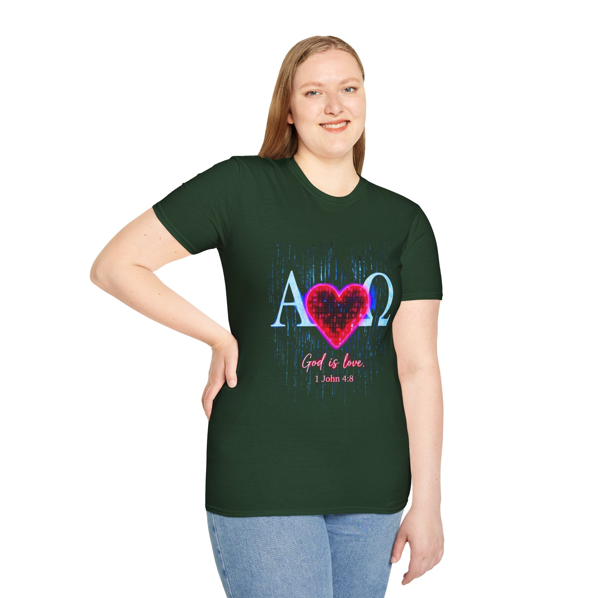 Alpha Omega Heart T-Shirt | Christian Scripture John 3:16 Design