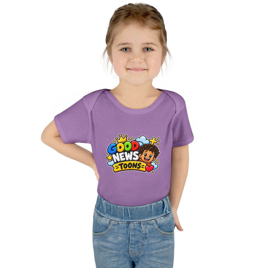Infant Bodysuit — "Good News Toons" Colorful Cartoon Baby Onesie (Faithful Fun Truth)