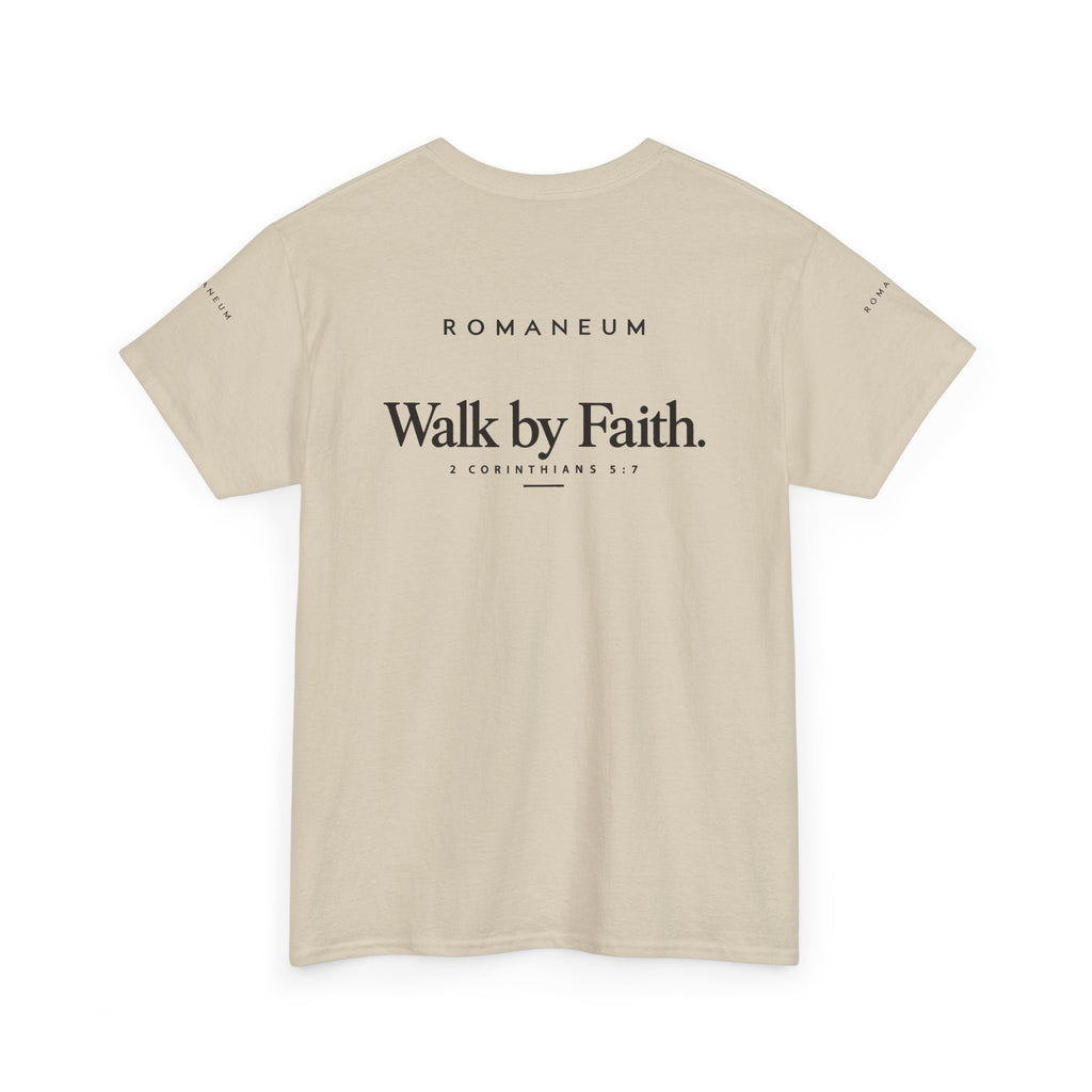 Walk by Faith Tee — Christian Scripture Shirt (Romans/1 Corinthians)