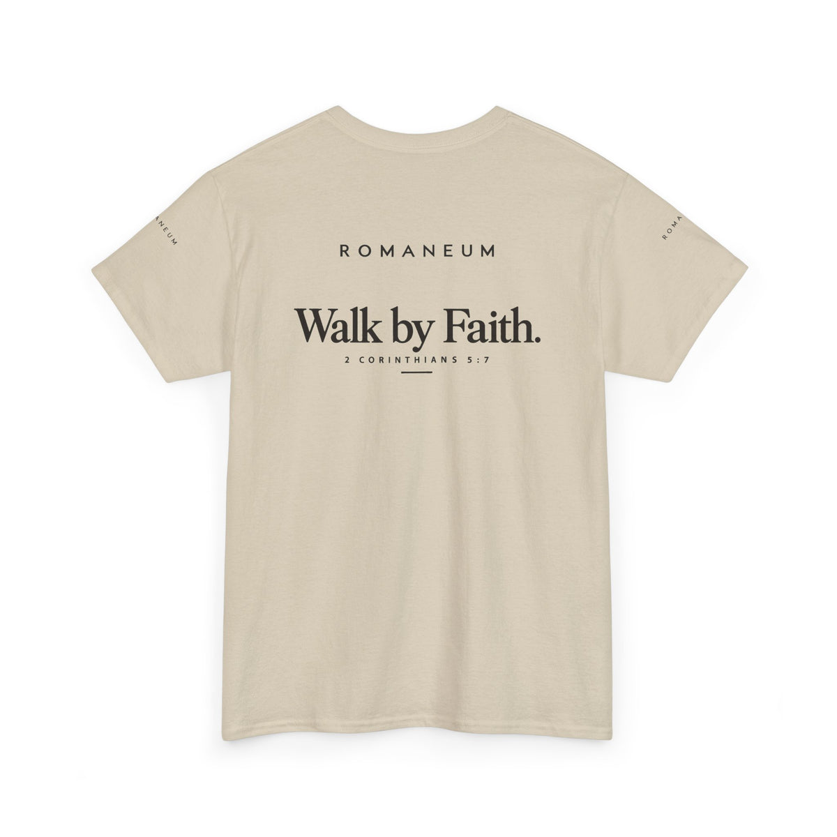 Walk by Faith Tee — Christian Scripture Shirt (Romans/1 Corinthians)