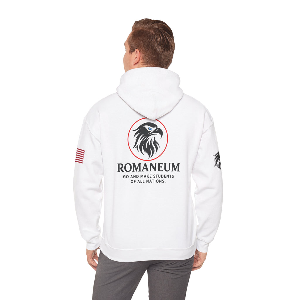 Romaneum Eagle Logo Hoodie | Romaneum School Crest, Patriotic Sleeve Design