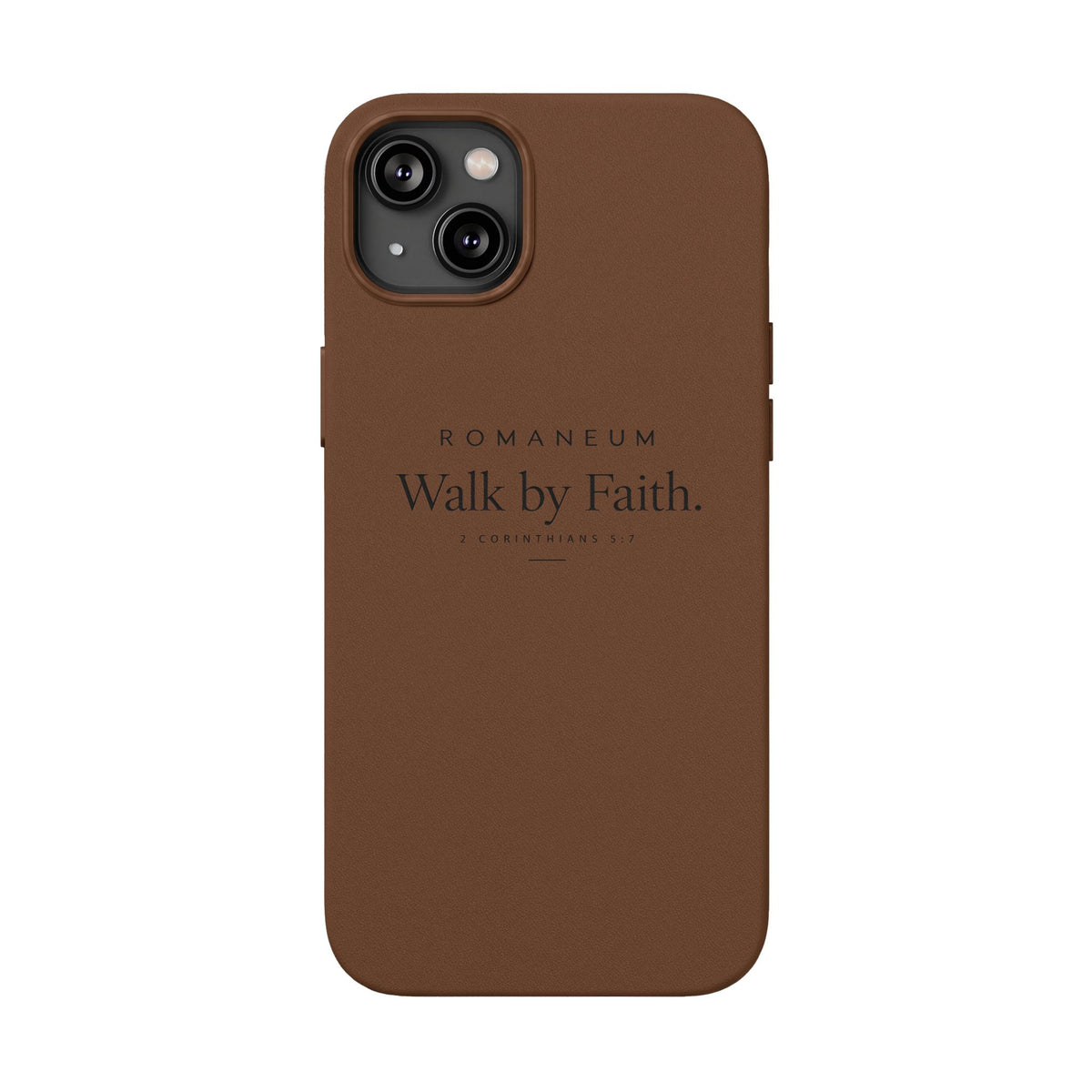Engraved PU Leather Phone Case — ‘Walk by Faith’