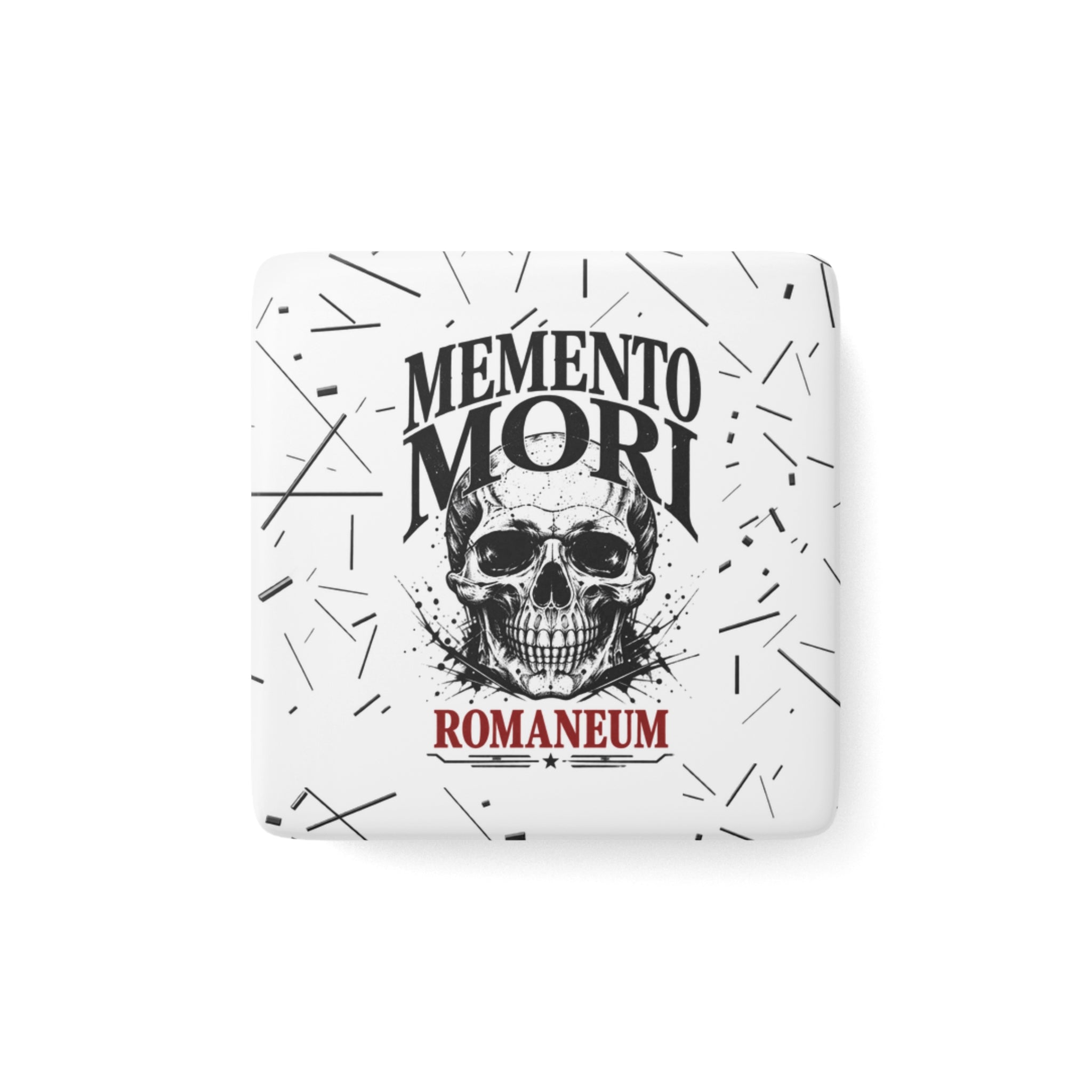 Memento Mori Skull Porcelain Magnet — Romanum Gothic Fridge Decor