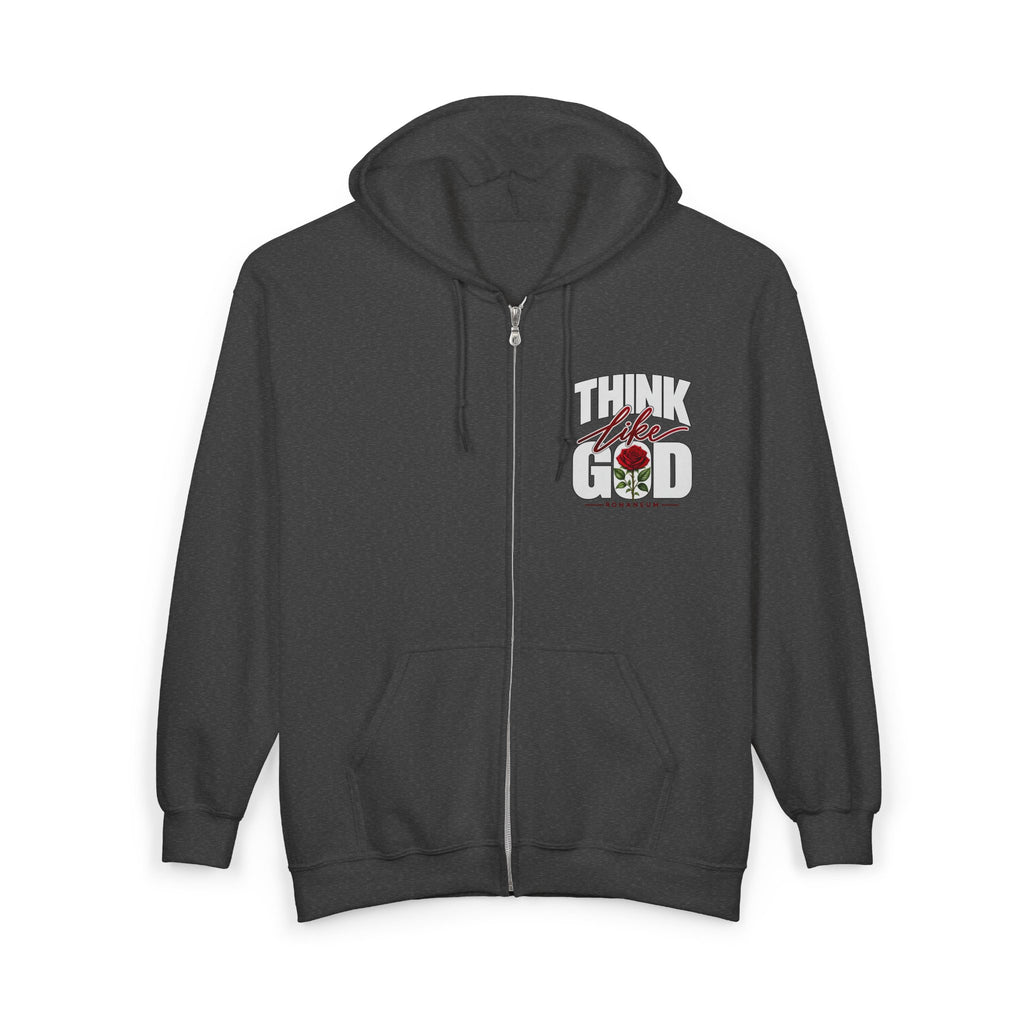 Think like God Zip Hoodie — ROMANEUM Graphic Full-Zip Hooded Sweatshirt