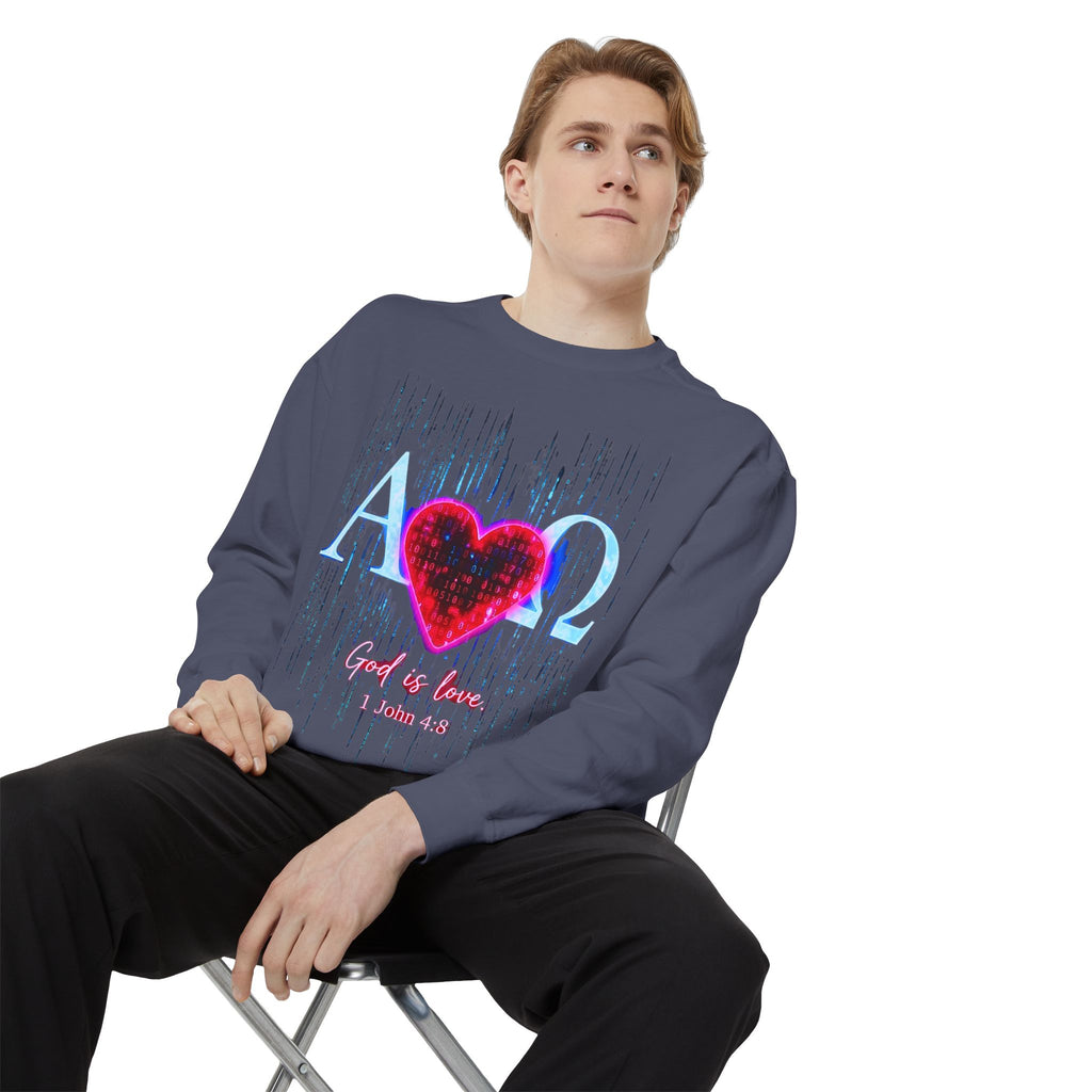 Alpha Omega Heart design sweatshirt | God is Love 1 John 4:8 RomanEum