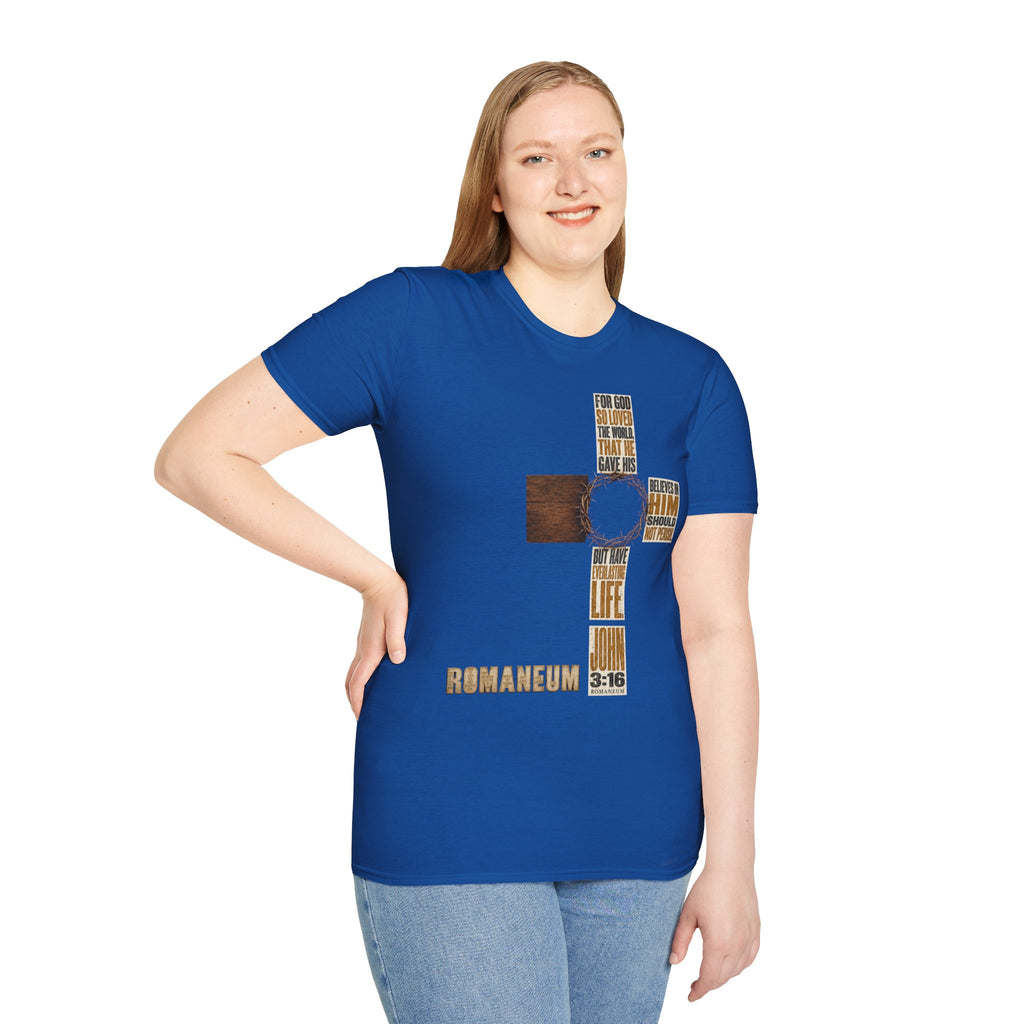 John 3:16 Cross T-Shirt — Faith Tee (For God So Loved)