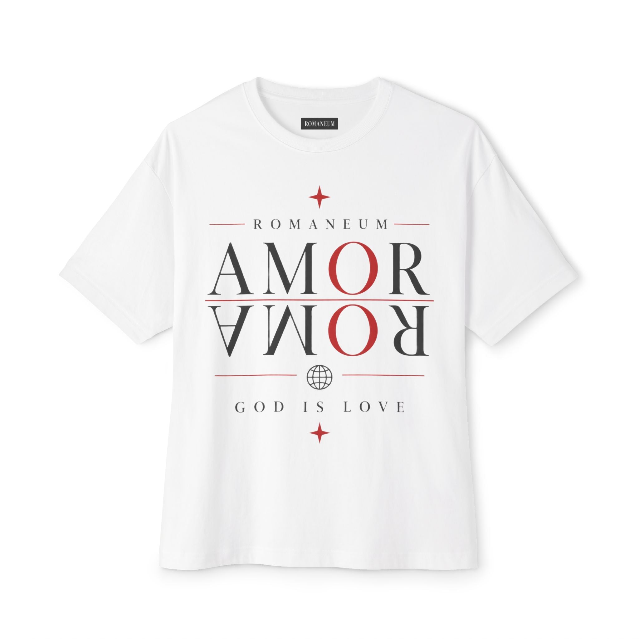 Amor Romanum Tee — 'Amor' Mirrored Graphic Boxy T‑Shirt