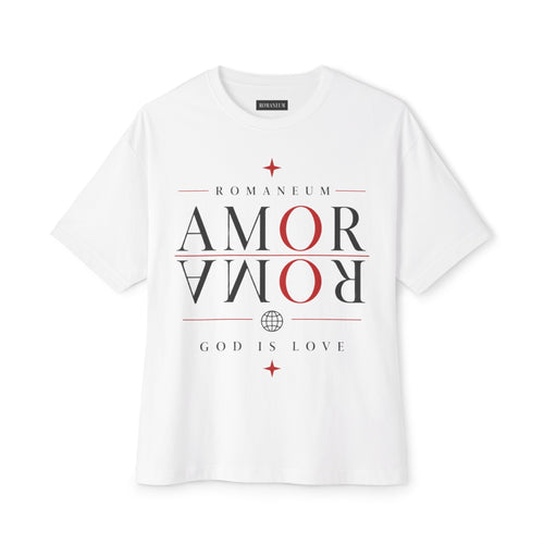 Amor Romanum Tee — 'Amor' Mirrored Graphic Boxy T‑Shirt