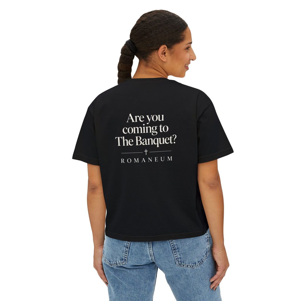Are You Coming to The Banquet? Boxy Tee — Romaneum Christian Graphic Shirt