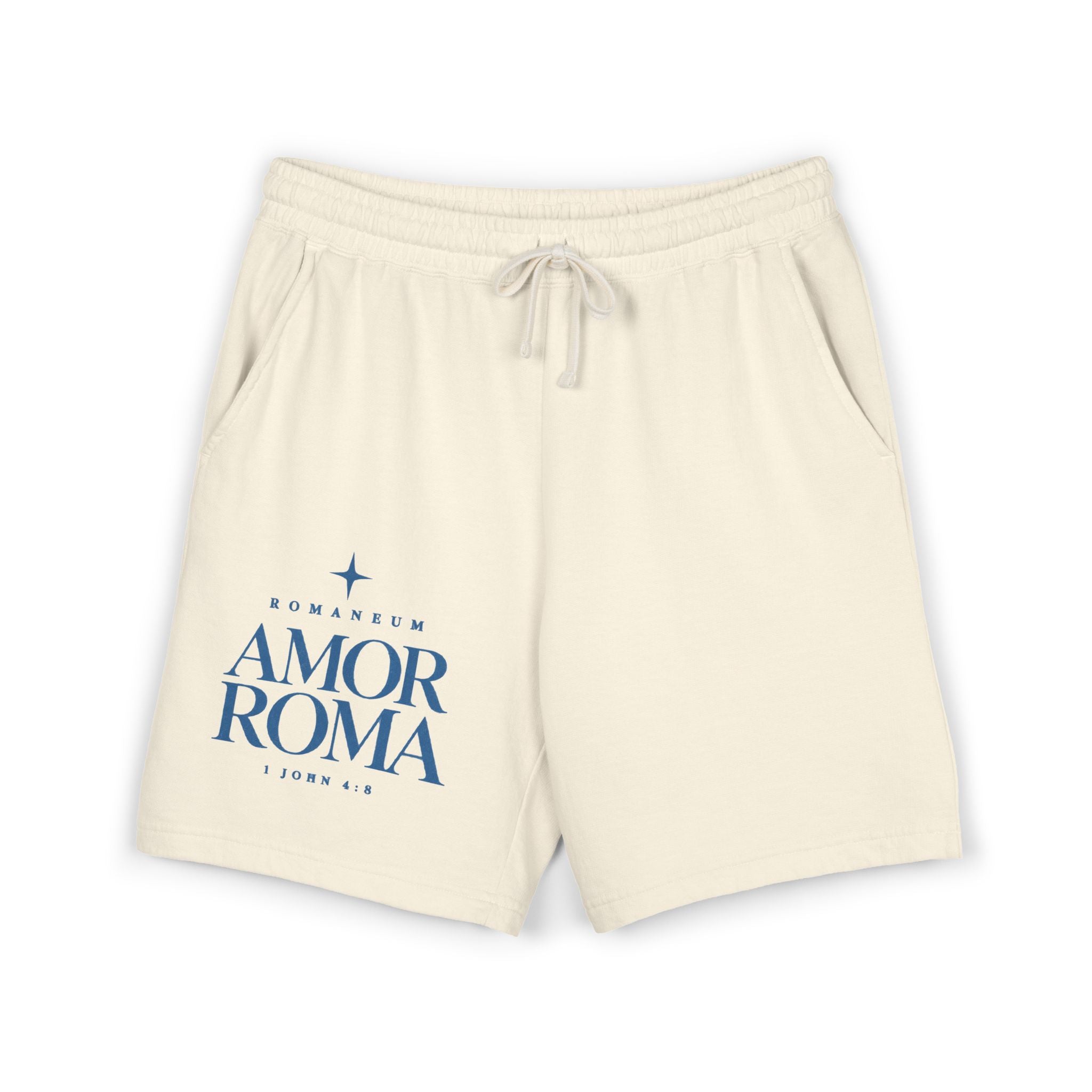 Amor Roma Graphic Sweat Shorts — ‘From Above’ Stonewashed Fleece
