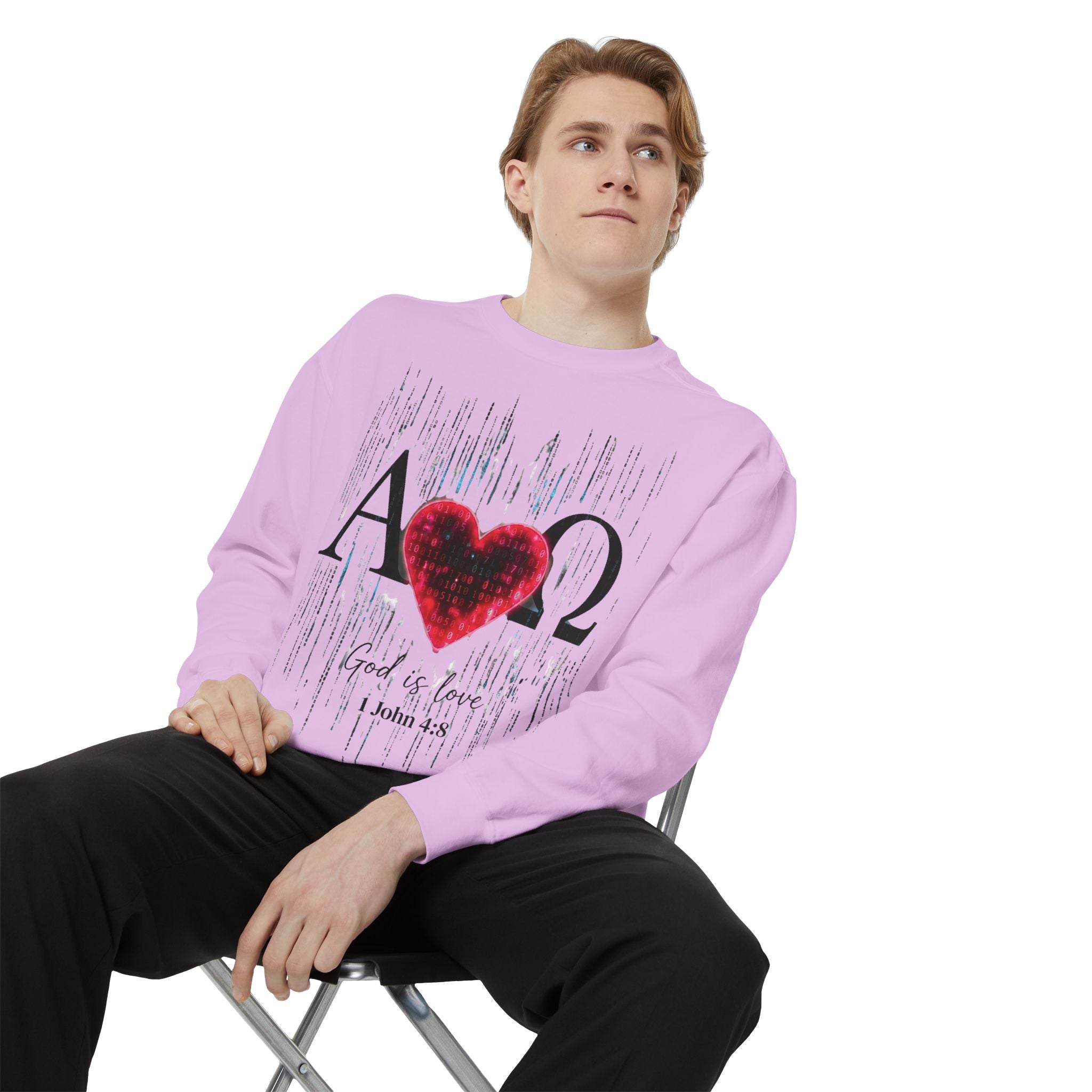 Alpha Omega Heart design sweatshirt | God is Love 1 John 4:8 RomanEum