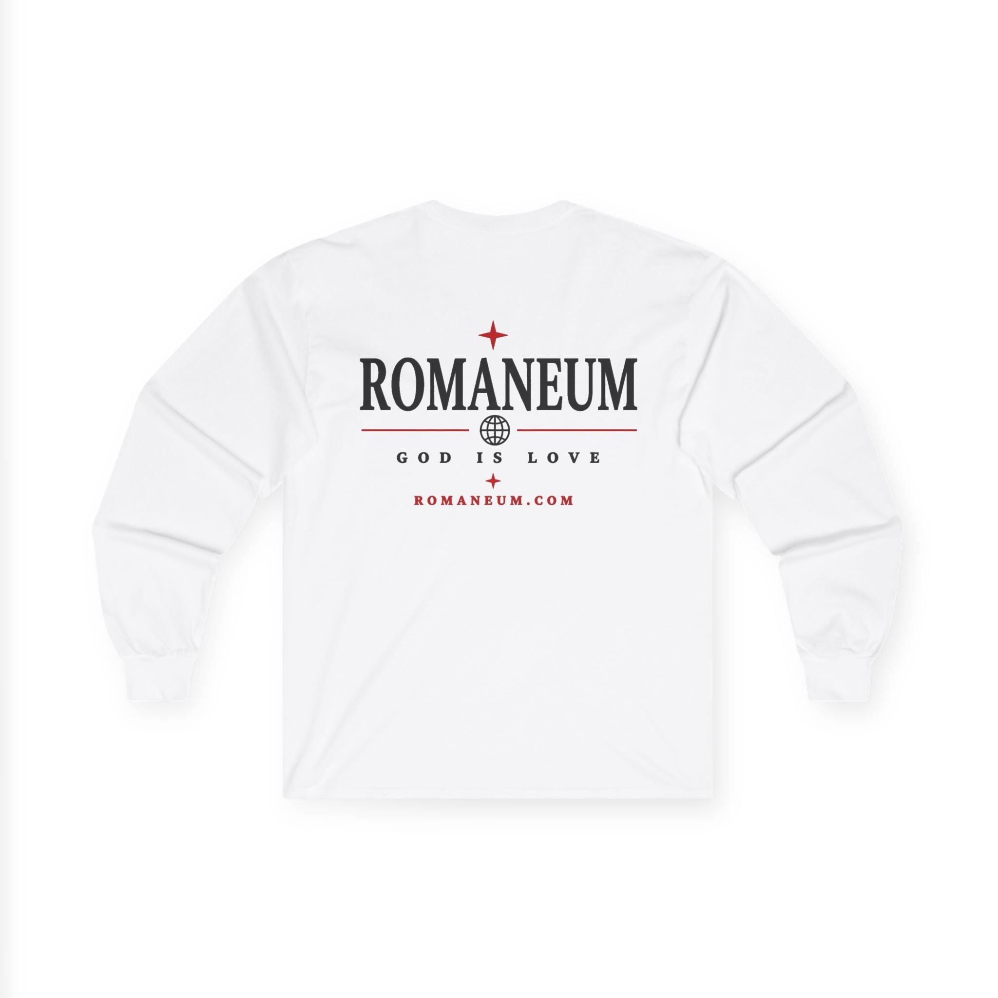 Long Sleeve Tee — "AMOR" Romaneum God Is Love Religious Graphic Shirt