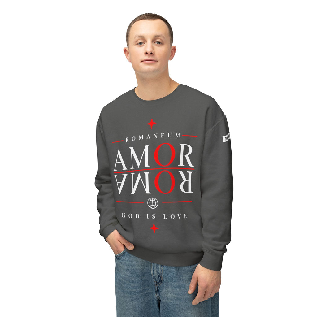 Romaneum Amor Crewneck Sweatshirt — God Is Love Graphic