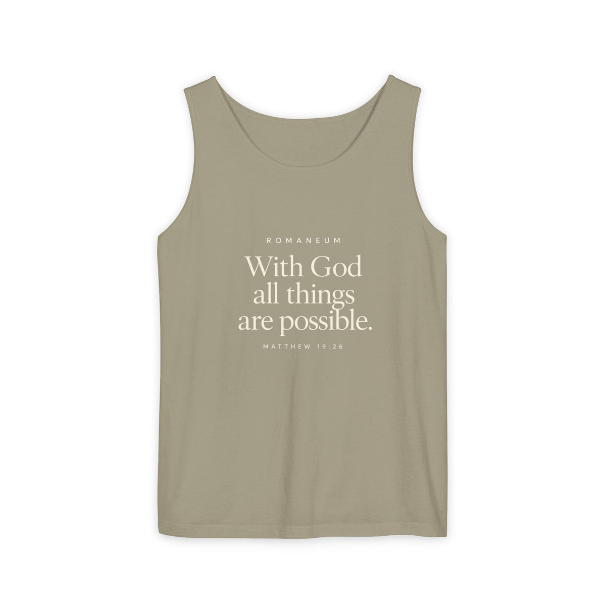 RomaneumTank Top — "With God all things are possible" (Matthew 19:26)
