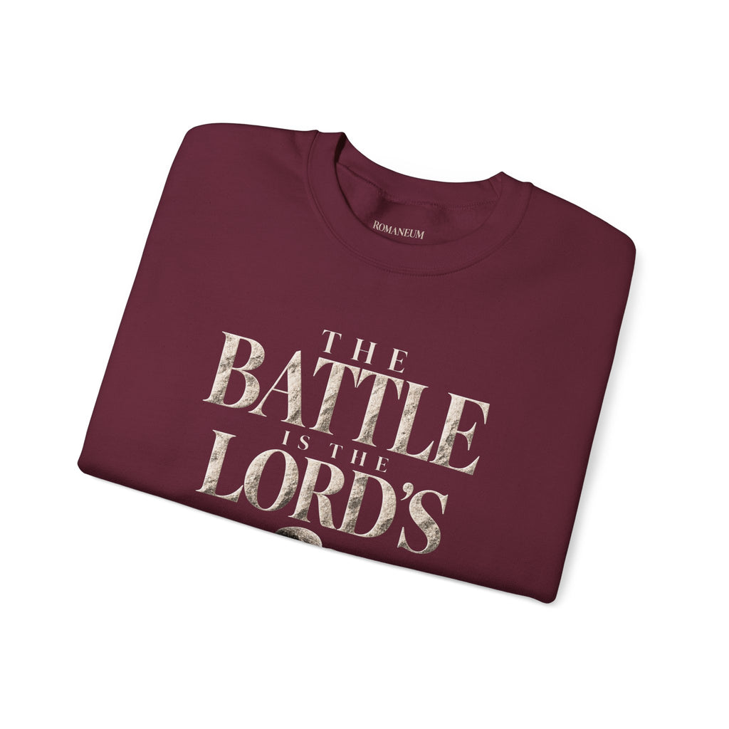Crewneck Sweatshirt — "The Battle Is The Lord's" Roman-inspired Faith Sweatshirt