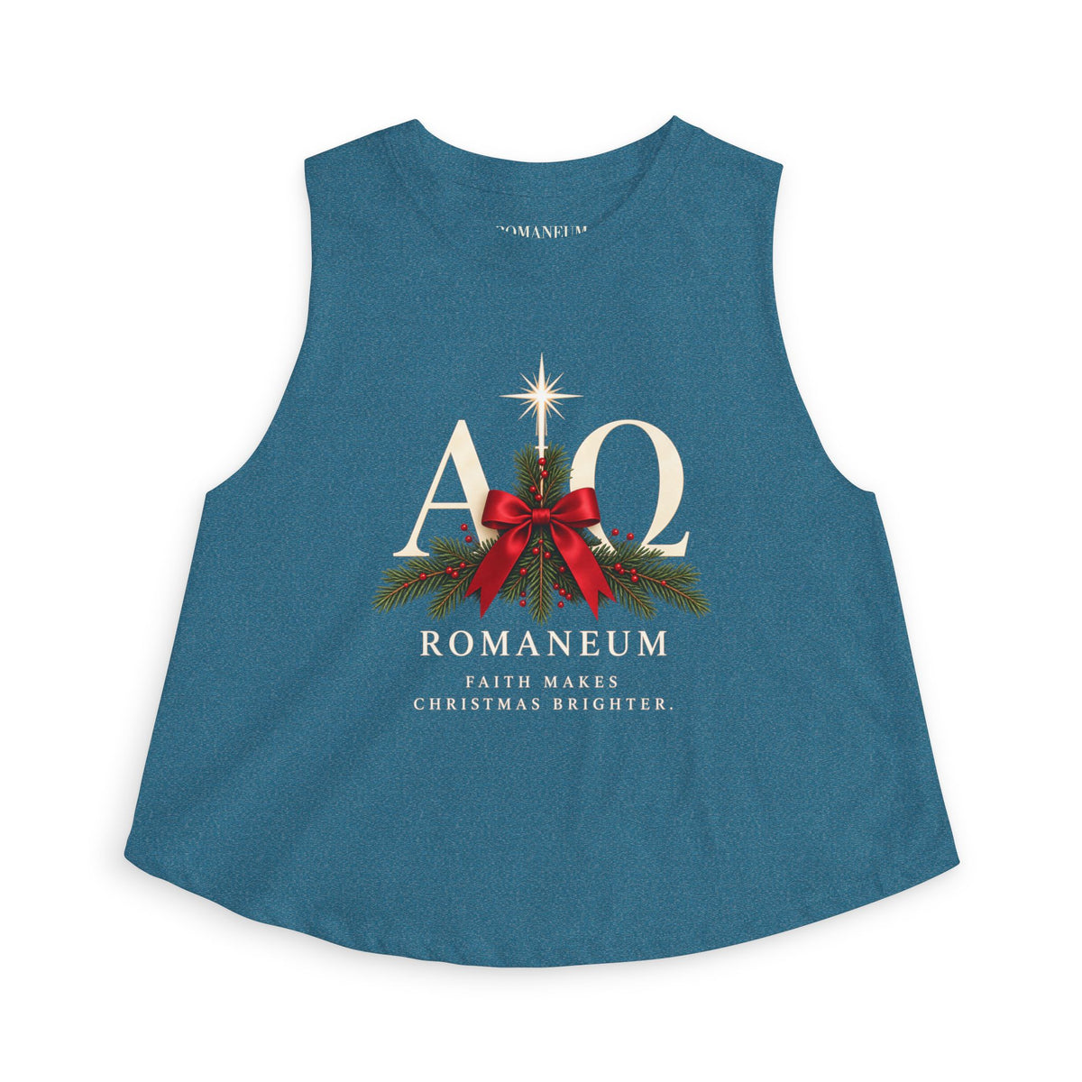 Christmas Crop Top – "AΩ Romaneum" Holiday Graphic Tank