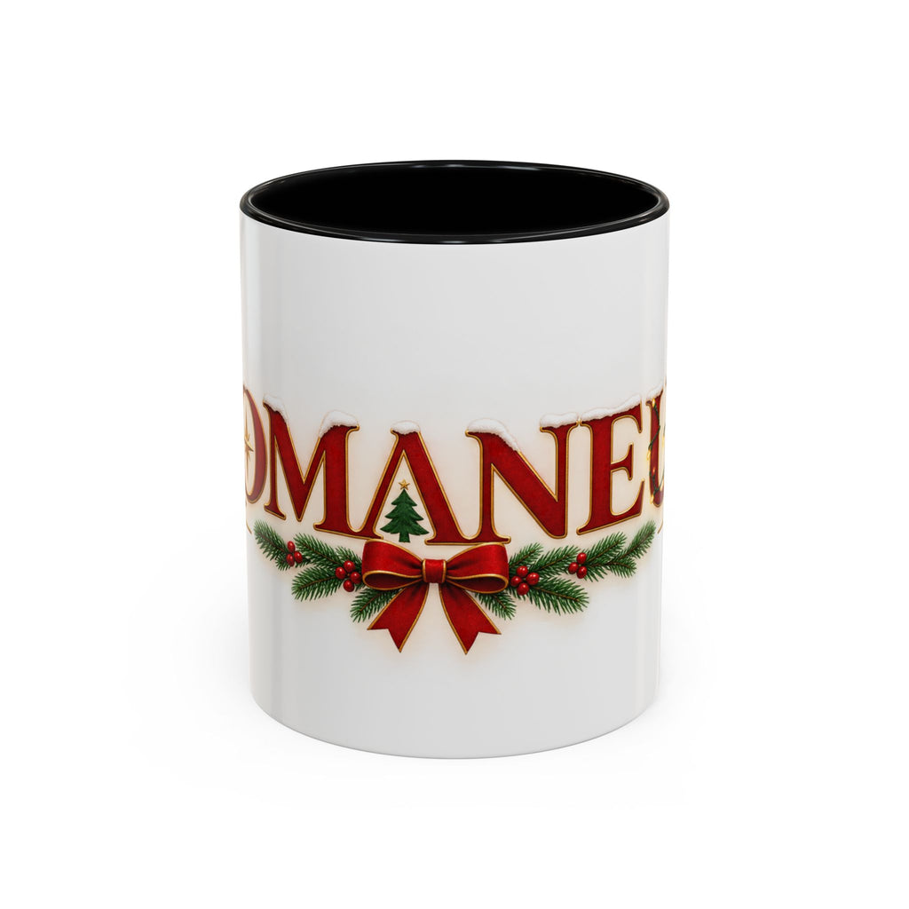 Christmas Accent Coffee Mug - Festive Garland & Bow Holiday Drinkware (11/15oz)
