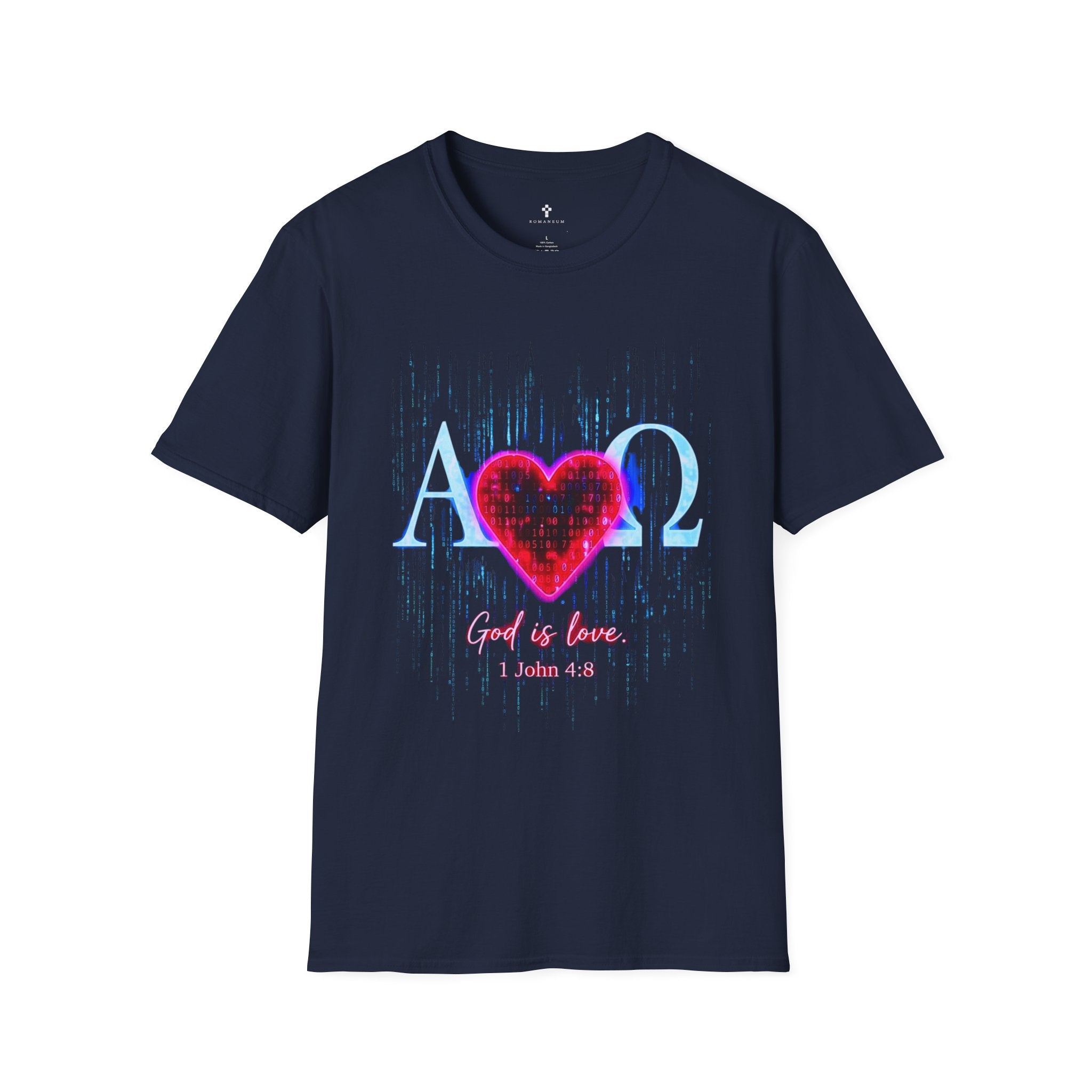 Alpha Omega Heart T-Shirt | Christian Scripture John 3:16 Design