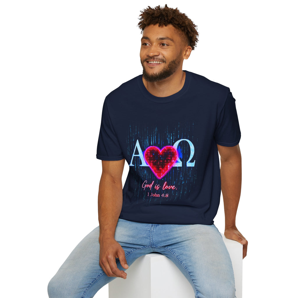 Alpha Omega Heart T-Shirt | Christian Scripture John 3:16 Design