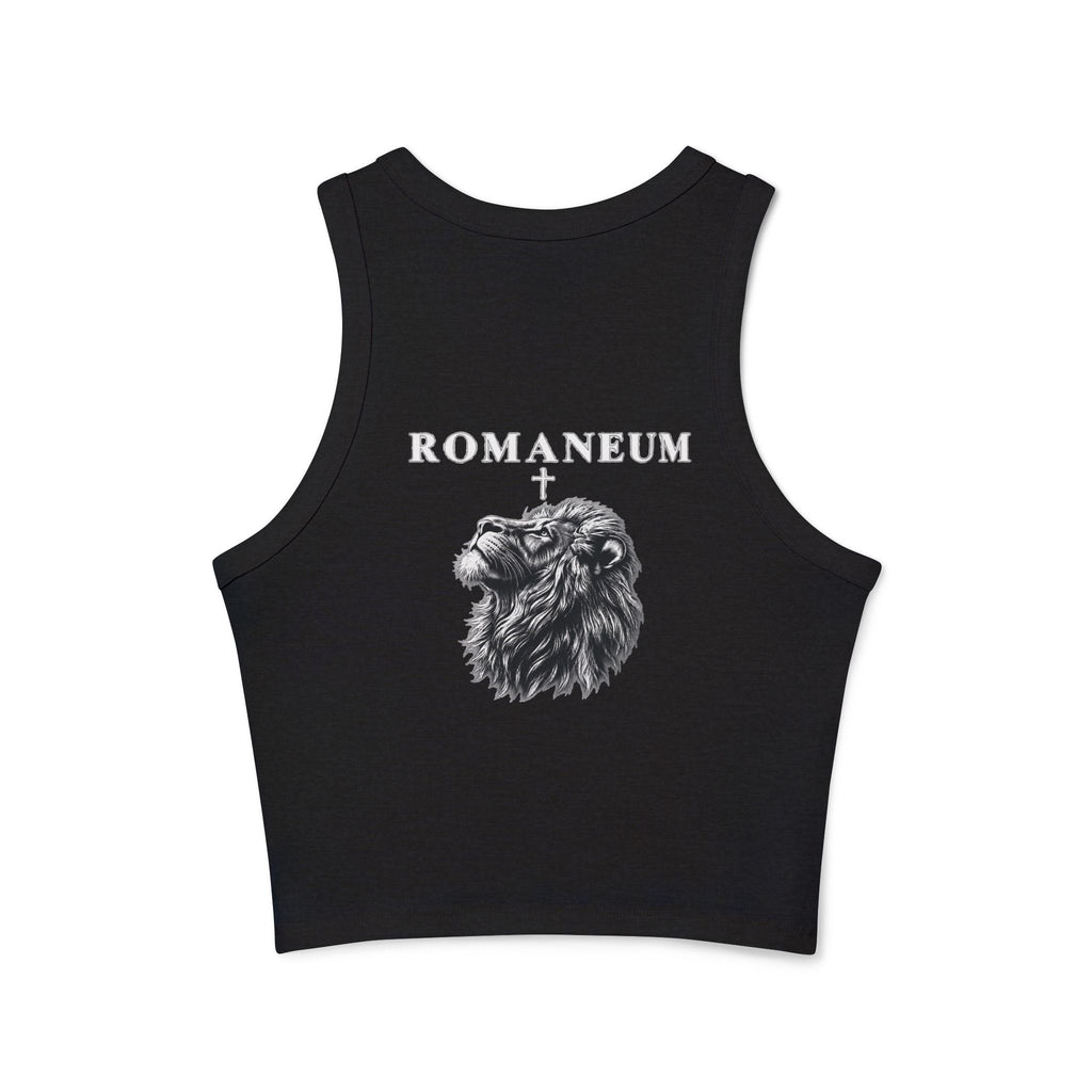 Romaneum Judah Lion Crop Tank — Women's Graphic Racer Tank Top