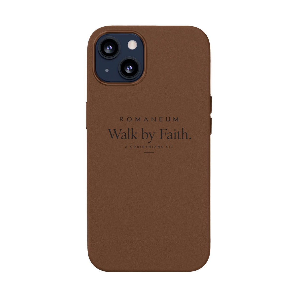 Engraved PU Leather Phone Case — ‘Walk by Faith’