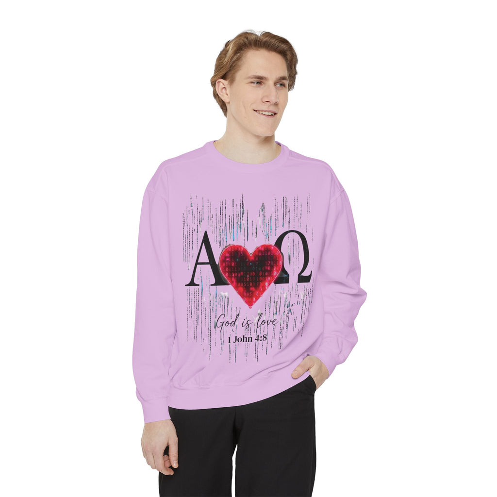 Alpha Omega Heart design sweatshirt | God is Love 1 John 4:8 RomanEum