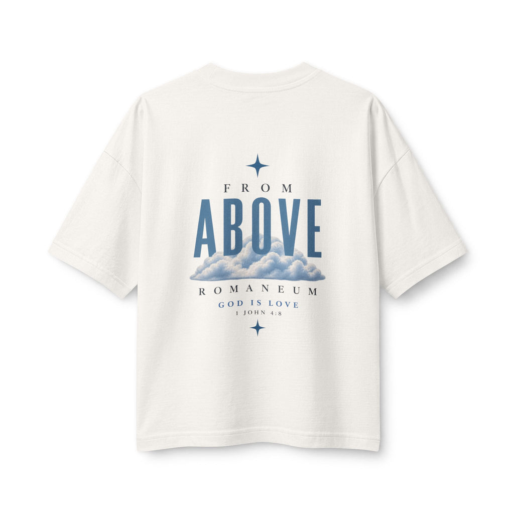 Amor Roma Christian Tee — "Above" Cloud Back Graphic