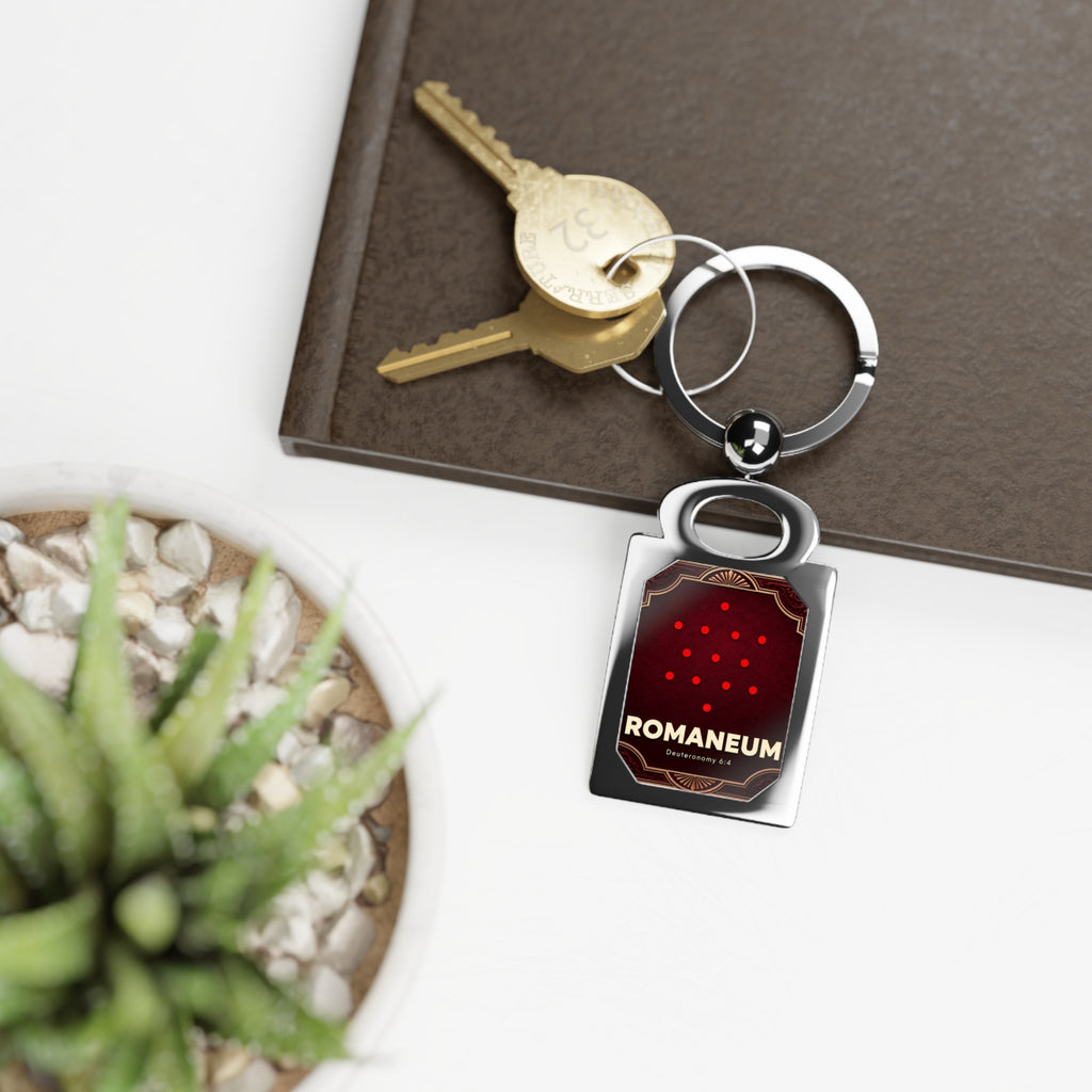 Romaneum Red Art Deco Rectangle Keyring