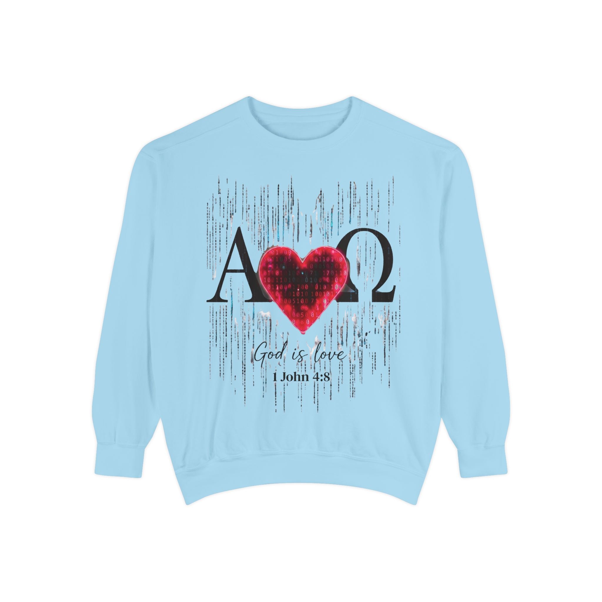 Alpha Omega Heart design sweatshirt | God is Love 1 John 4:8 RomanEum